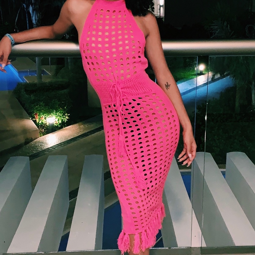 Neon Pink Knit Dress